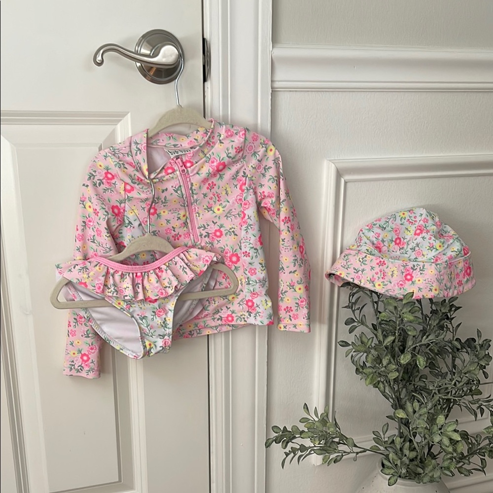 Floral Pink Kids Swim Set